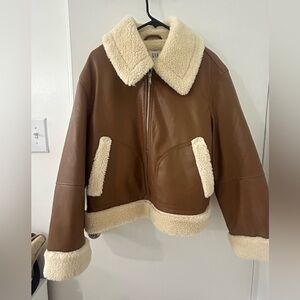Relaxed Vegan-Leather Sherpa Bomber Jacket from Gap